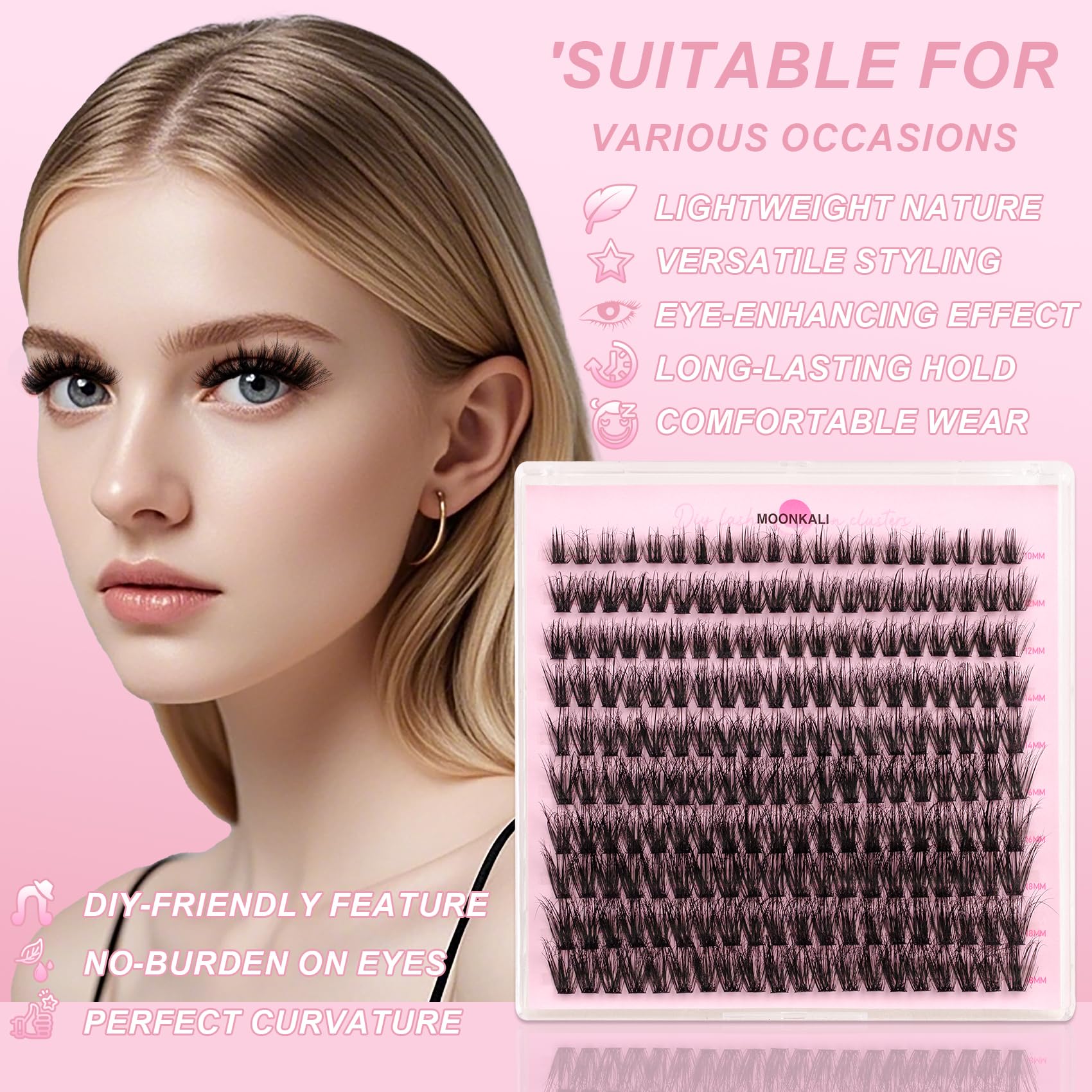 MOONKALI D-curled lashes for a seamless lash line