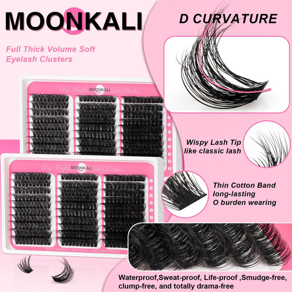 MOONKALI D-curly clusters feel lightweight and comfortable on the lash line.