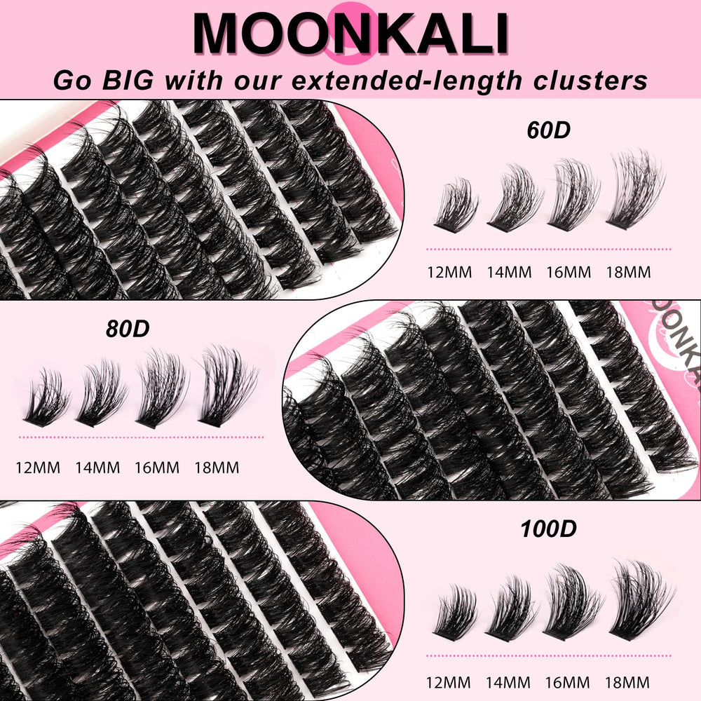 MOONKALI lash clusters 80D offer balanced fullness for soft drama.
