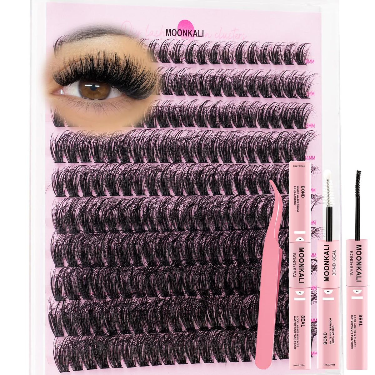 MOONKALI lash clusters kit: mink wispy 60D close-up show natural volume