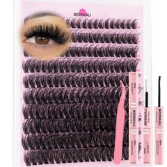MOONKALI lash clusters kit: mink wispy 60D close-up show natural volume