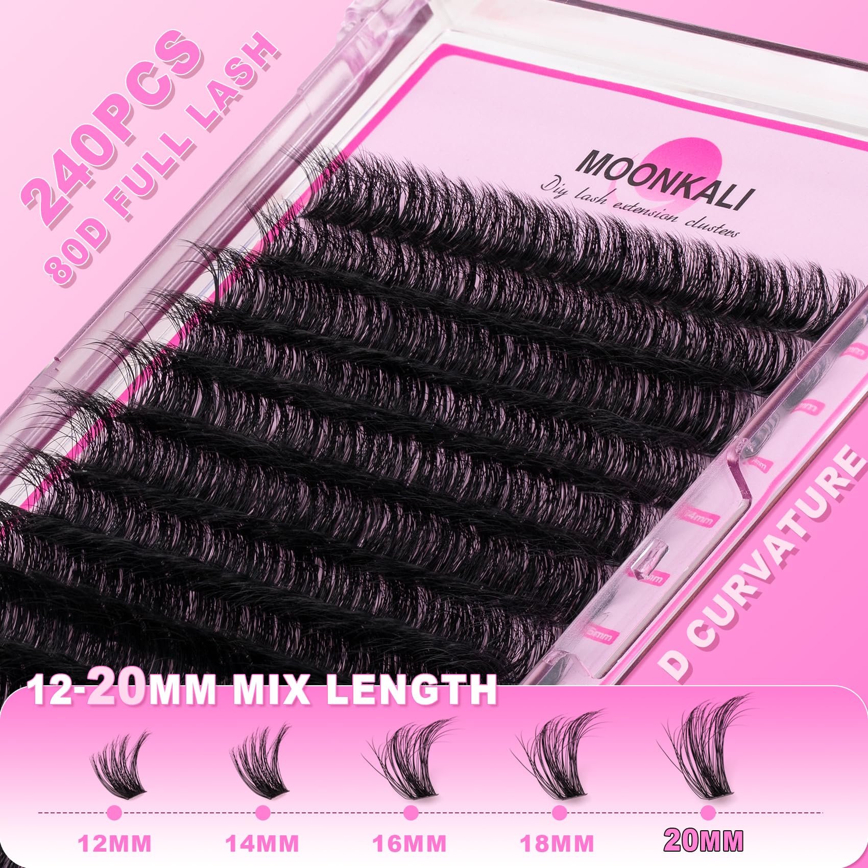 MOONKALI lash clusters matte black finish for bold effect.