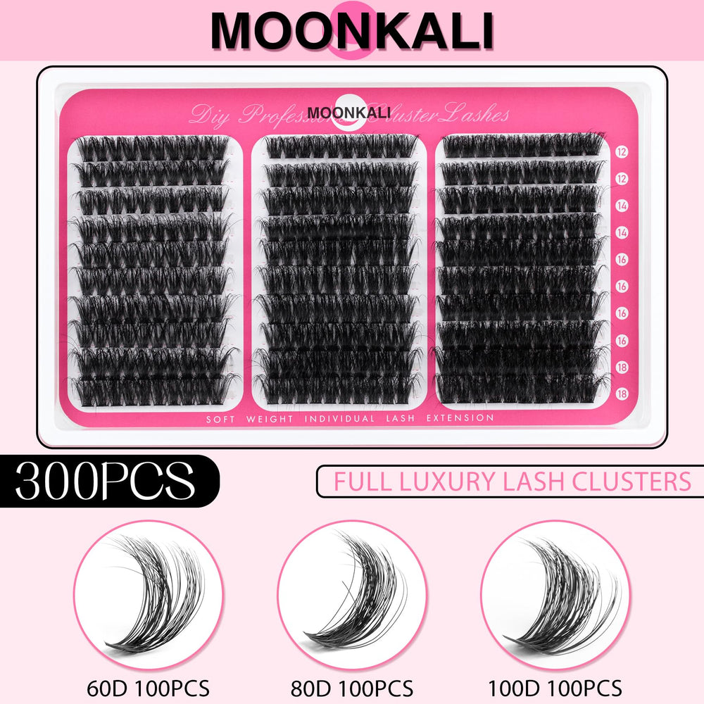 MOONKALI lash clusters mix 3D for full eye definition and versatile looks.