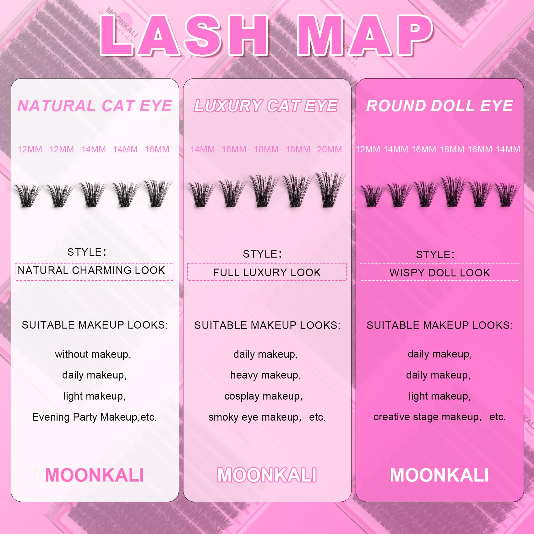 MOONKALI lash clusters soft band for comfortable wear.