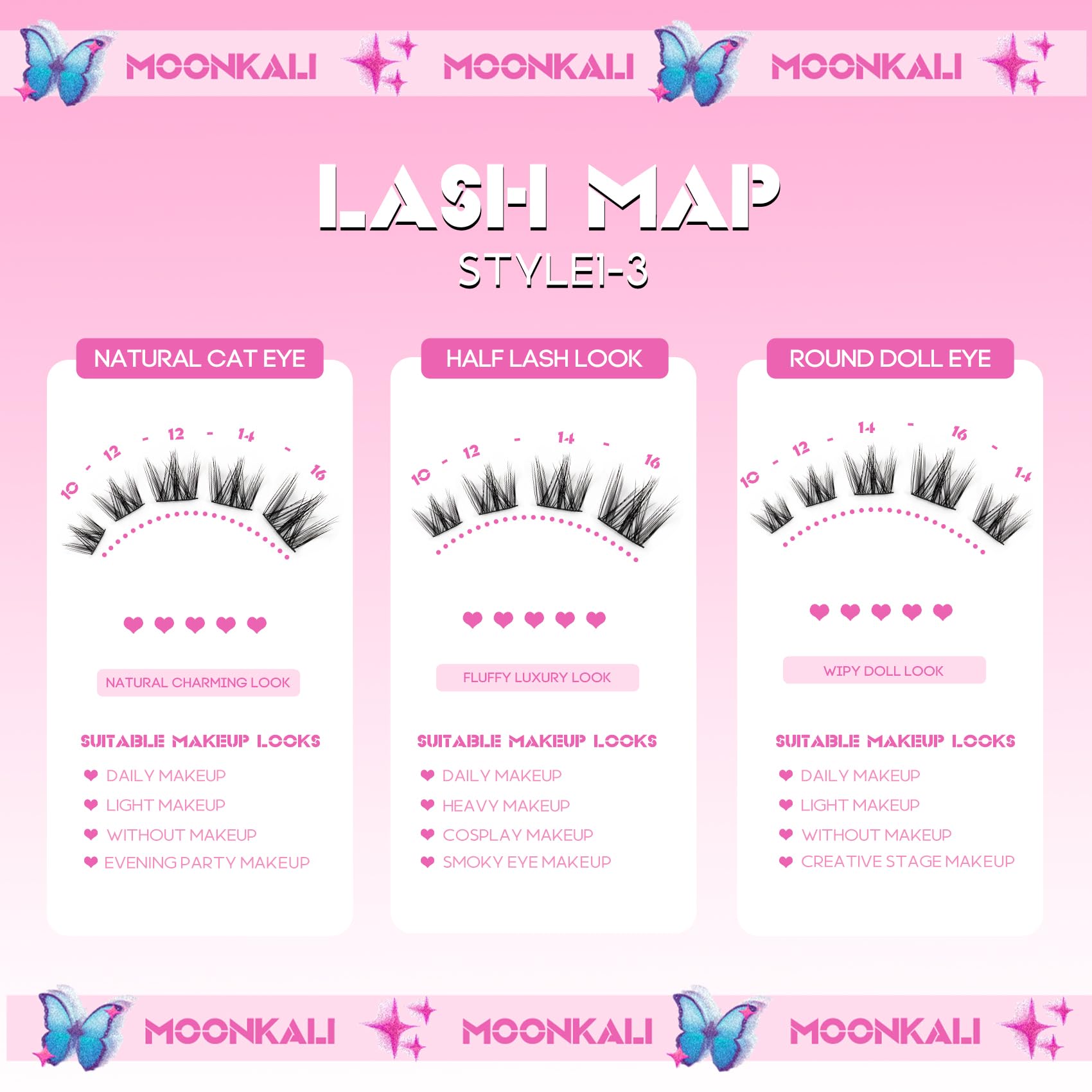 MOONKALI lightweight lash bands reduce eyelid pressure and irritation.
