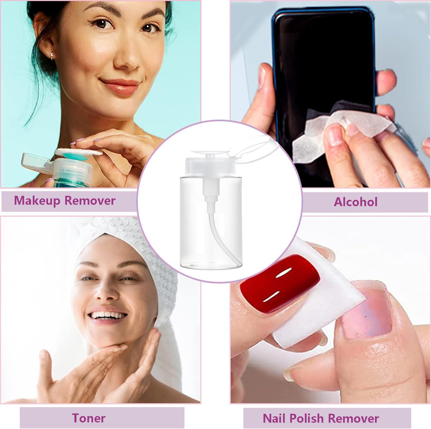 Moonlik versatile empty bottle for makeup remover, toner, or nail polish remover.