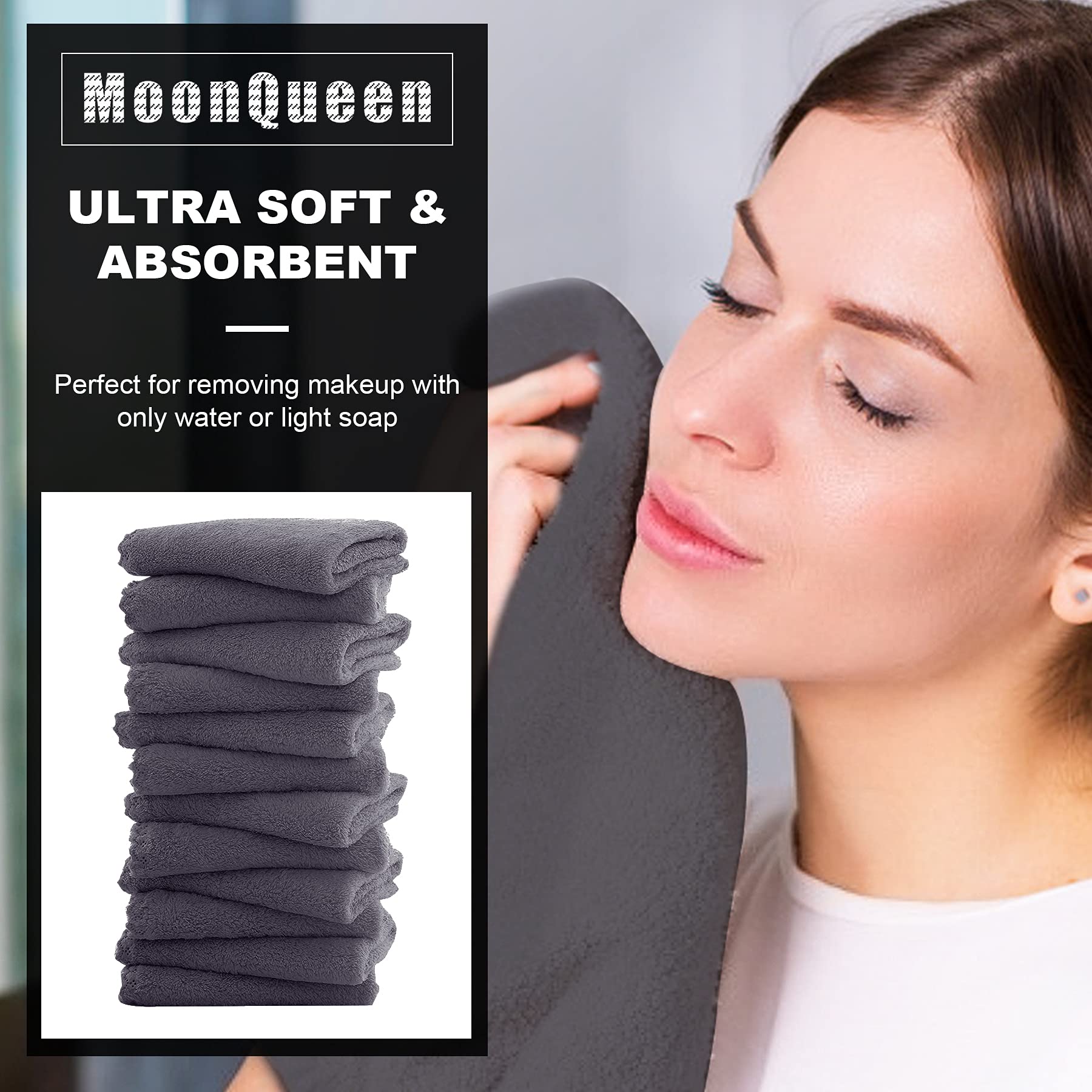 MOONQUEEN limpiador sinquímicos para rostro, microfibra suave en gris