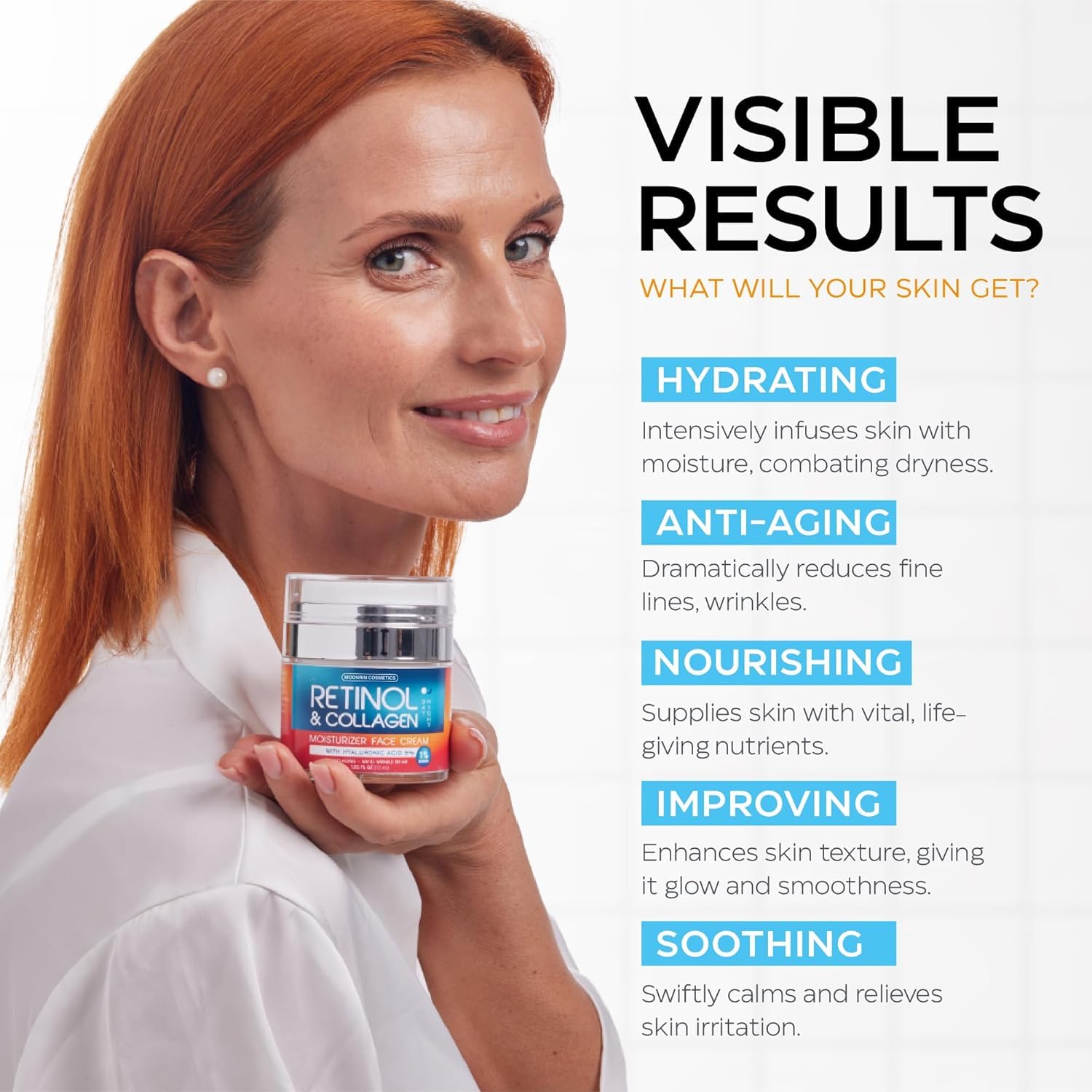 MoonRin Cosmetics Unscented Retinol Cream packaging designed for sensitive skin.