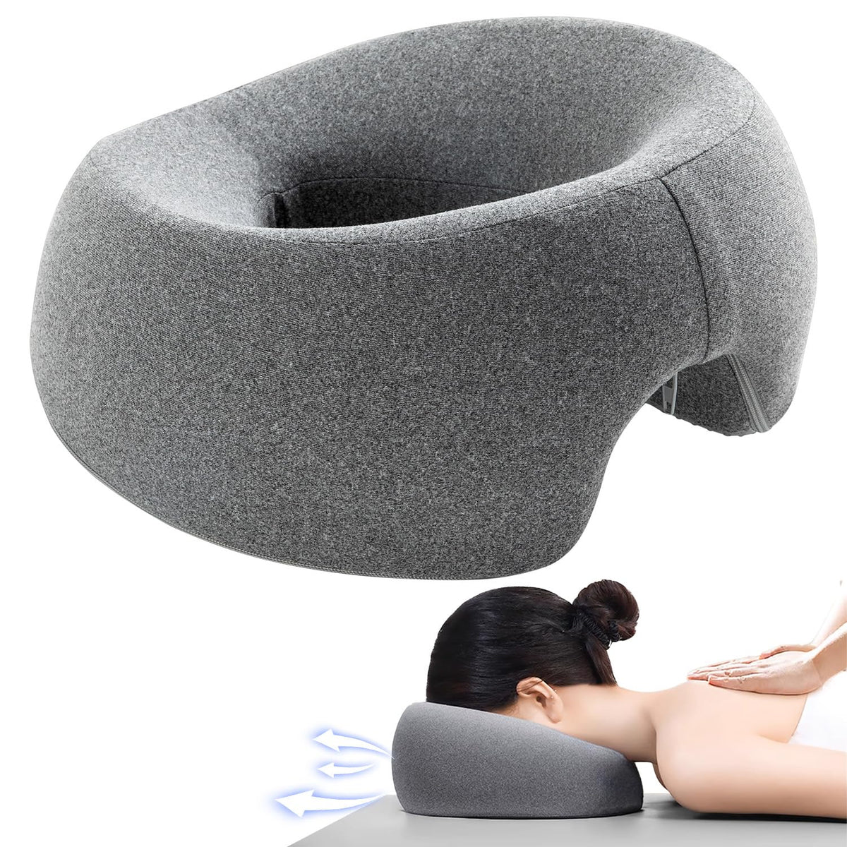 MOONYOOY massage head rest on bed providing comfortable support for prone massage.