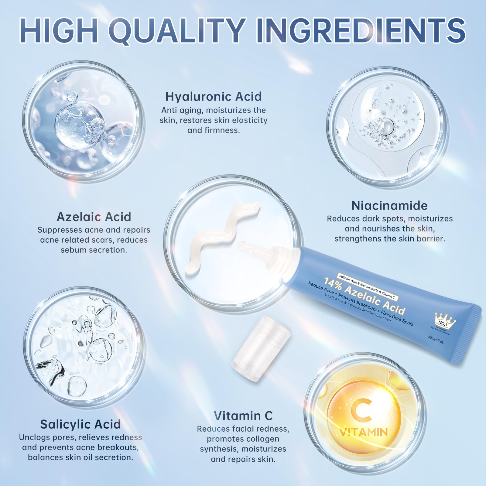 Mopayzer serum ácido azelaico 14% con niacinamida y vitamina C: tono más uniforme.