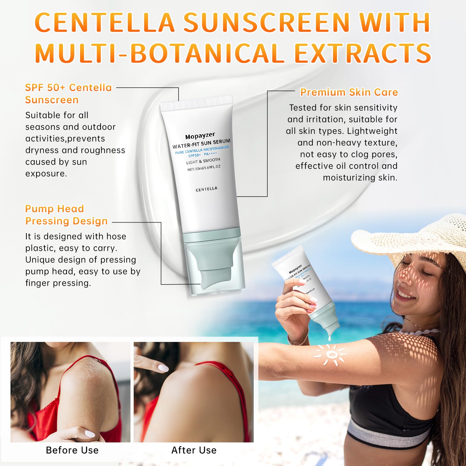 Mopayzer Niacinamide Centella ingredients highlighted for gentle daily protection