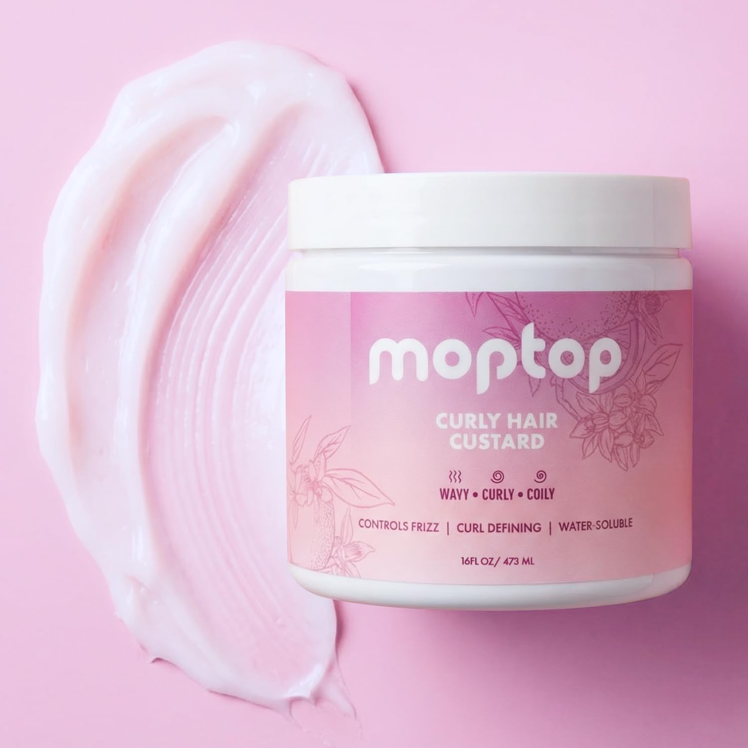 Texture closeup of MopTop Custard showing creamy moisture for curls.