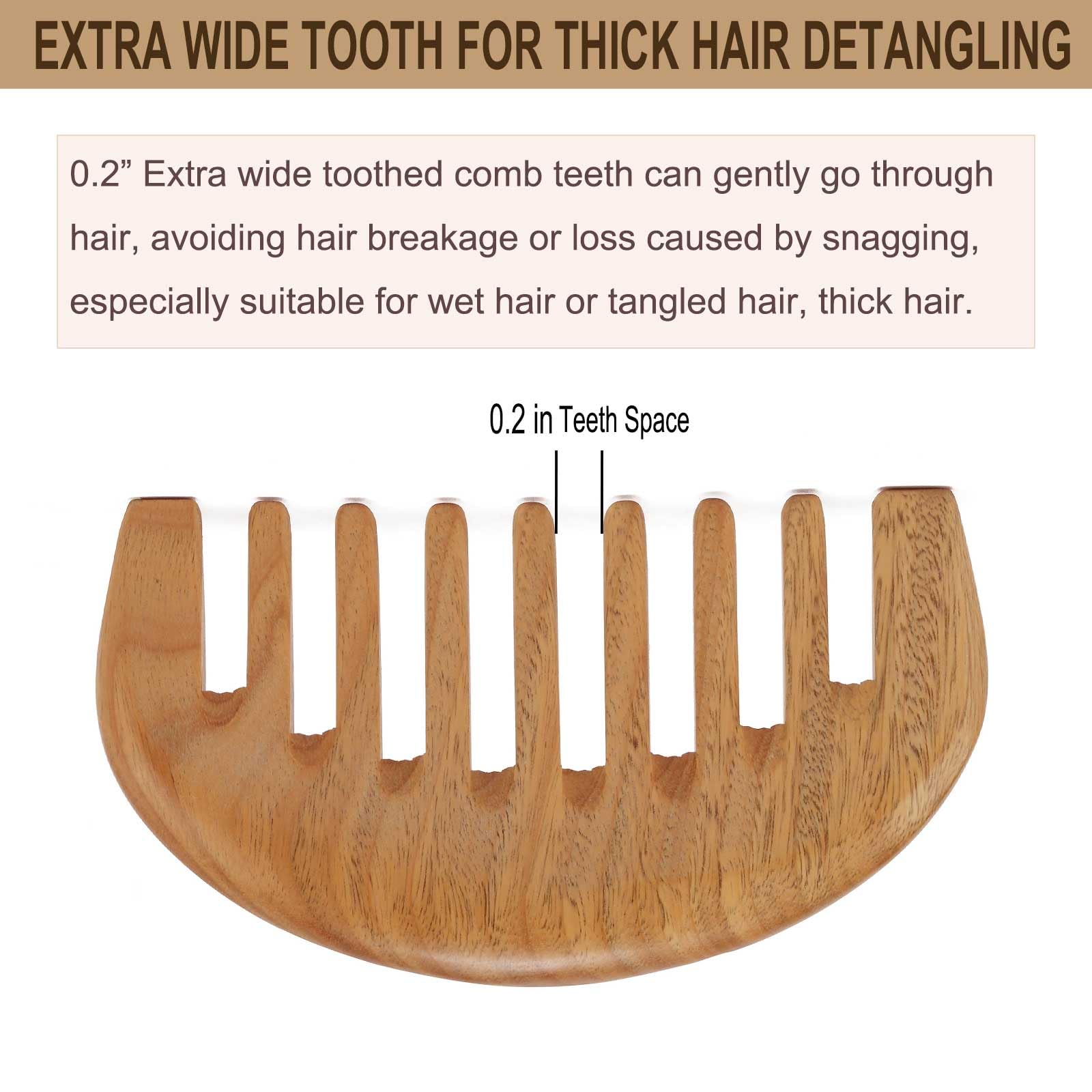 Moreinday green sandalwood static-free comb for smoother styling.