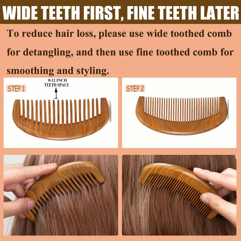 Moreinday green sandalwood combs showcase round-tip design for comfortable hair and beard grooming.