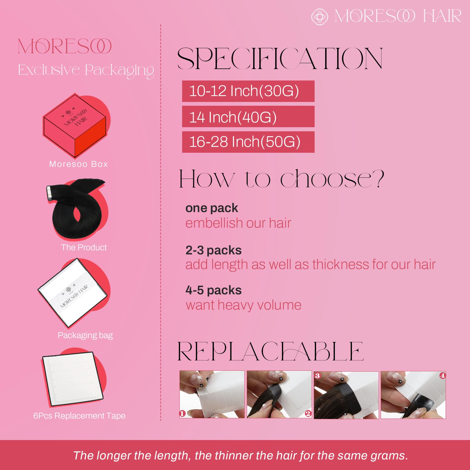 Moresoo 18 inch extensions offer versatile styling options