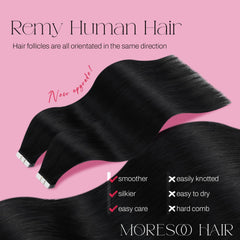 Moresoo Remy hair extensions with straight texture and glue-in design for seamless styling