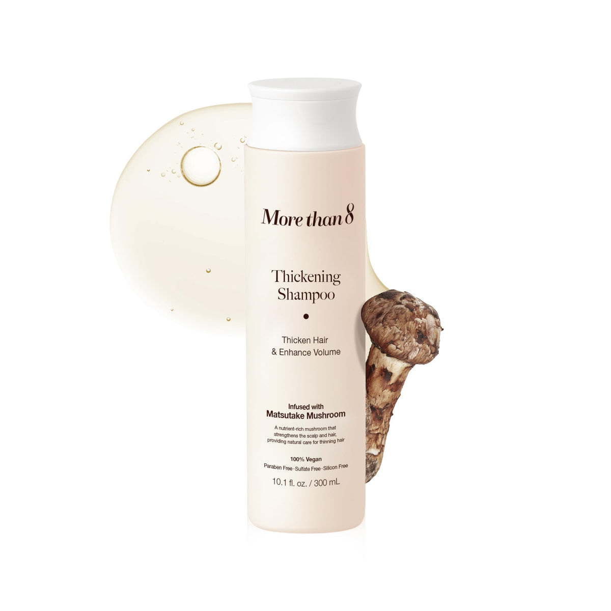 Morethan8 shampoo bottle for thicker-looking hair