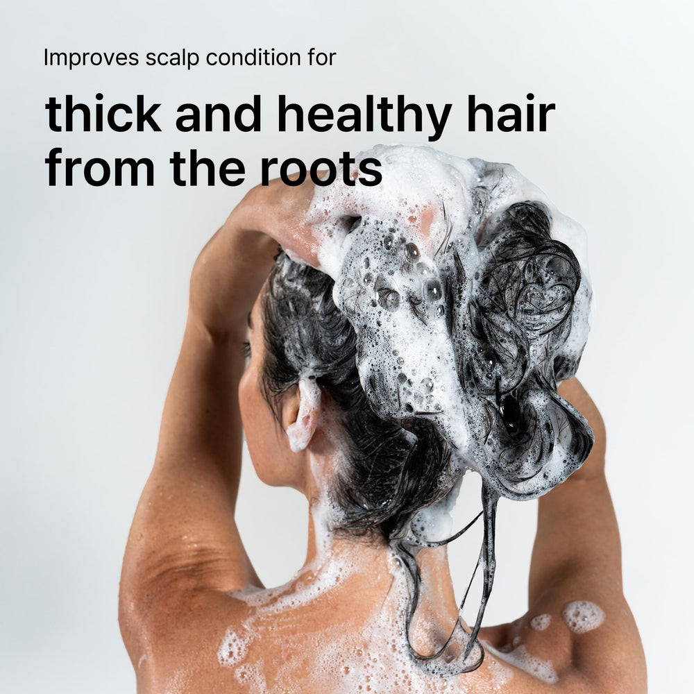 Morethan8 shampoo being poured for daily cleansing
