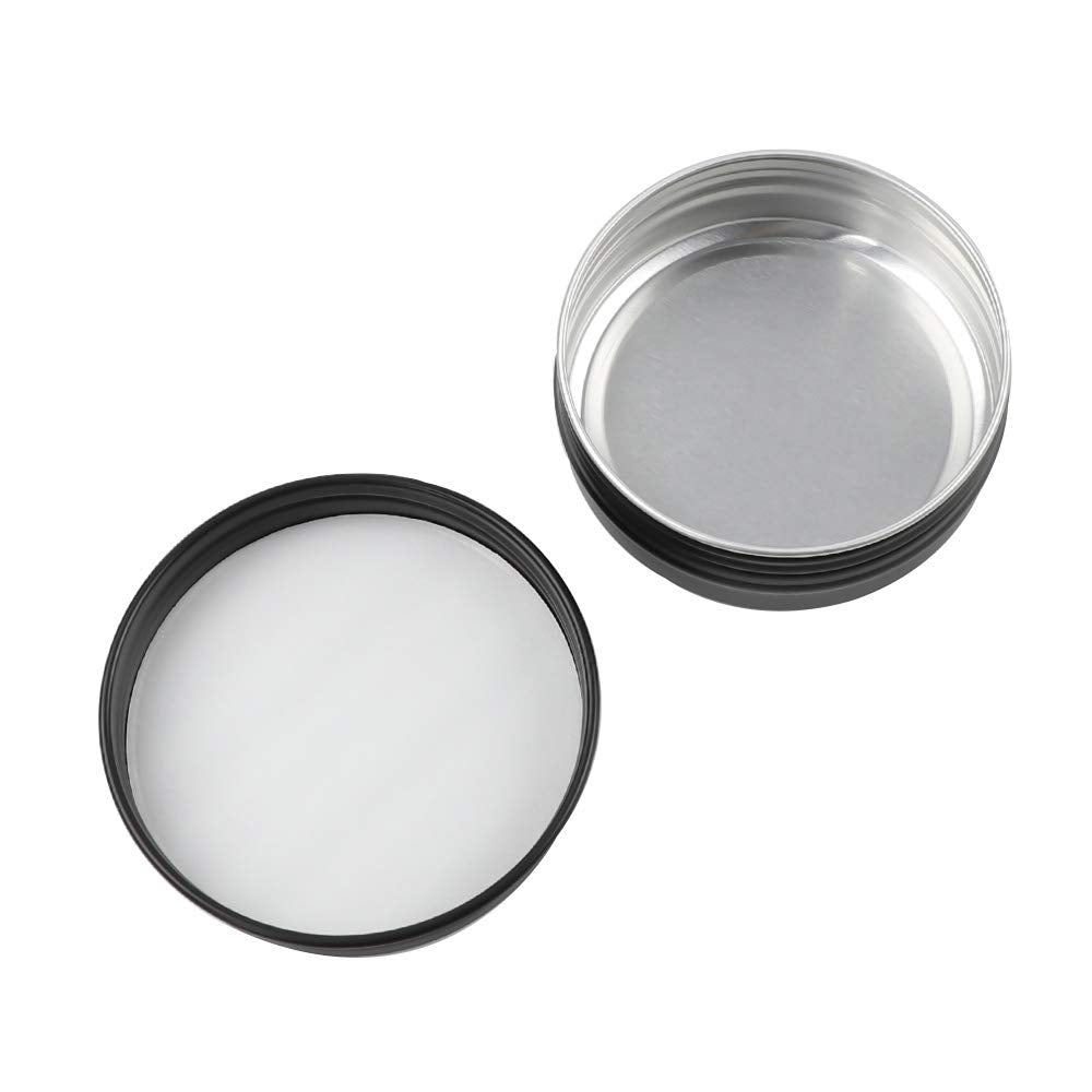 Moretoes aluminum 2oz tin safeguards contents with a secure lid.