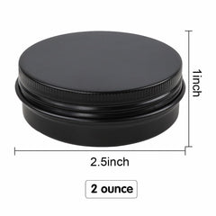 Moretoes black metal round tin is a durable container for cosmetics or samples.