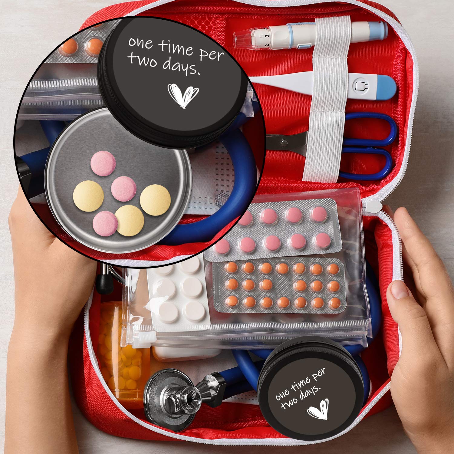 Moretoes versatile tin holds salves, spices, or candies.