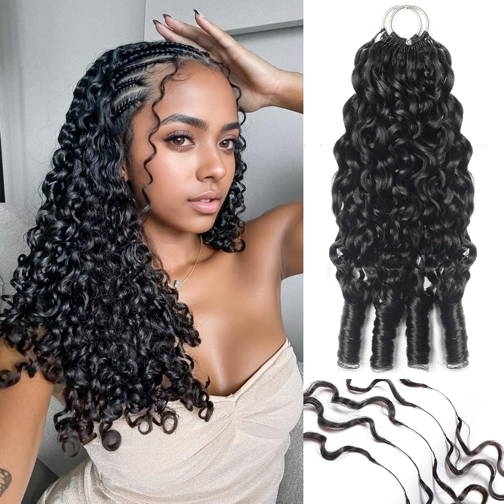 MORGENSTAR Feather Crochet Hair 18in Burmese Curly close-up shows natural blend and lightweight feel.