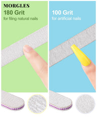 MORGLES 100/180 grit double-sided files for natural and artificial nails