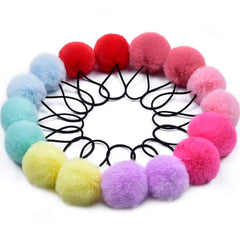 MORGLES 16pc pom pom hair ties set for colorful, easy ponytails