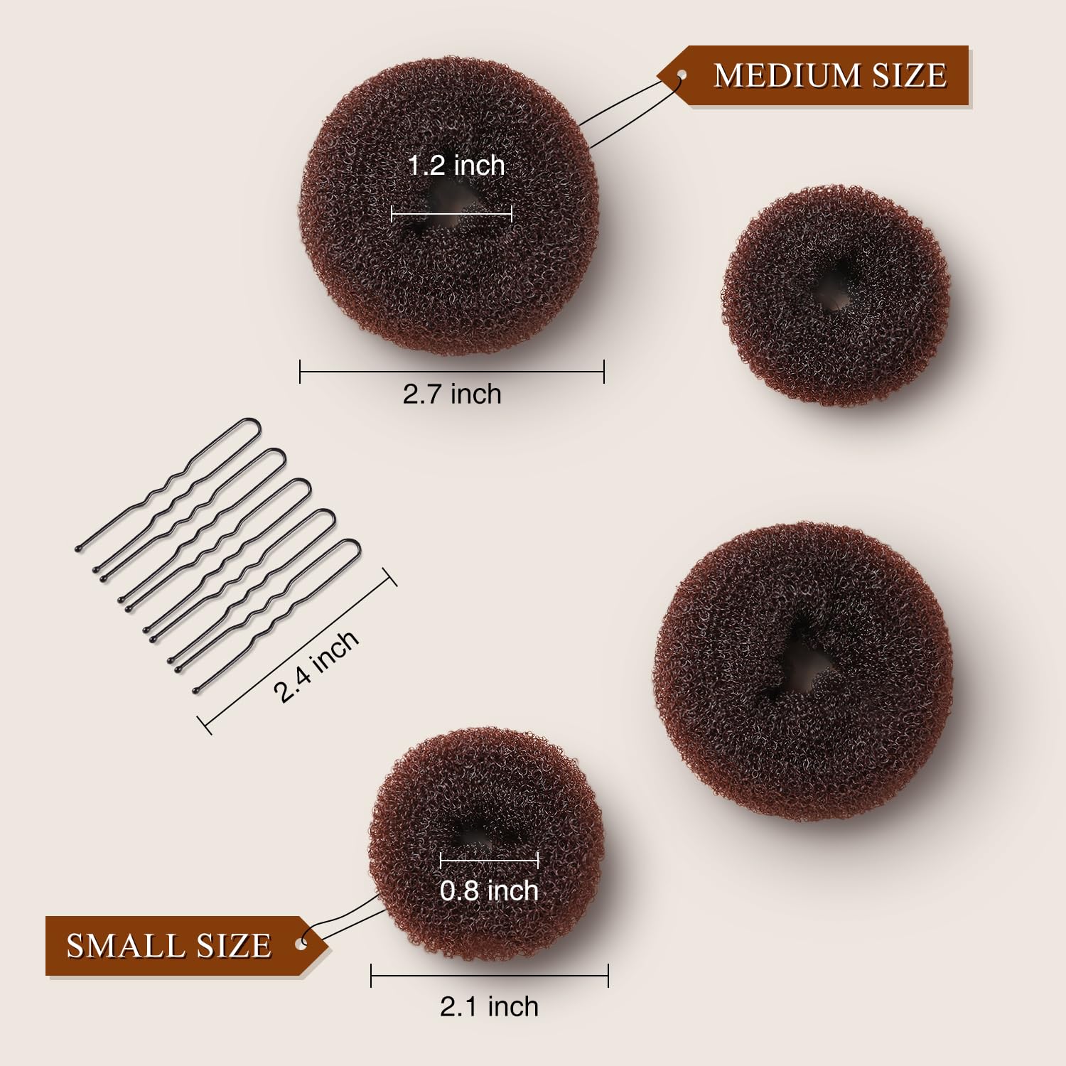 MORGLES aros para moño marrón para volumen y acabado limpio.