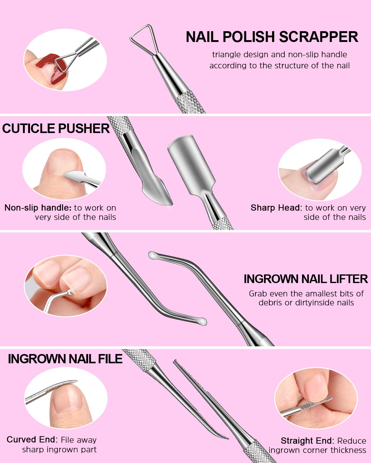 MORGLES Cuticle Remover Kit nail lifter for clean nail edges.