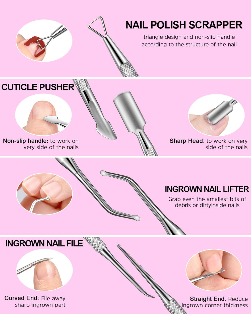 MORGLES Cuticle Remover Kit nail lifter for clean nail edges.