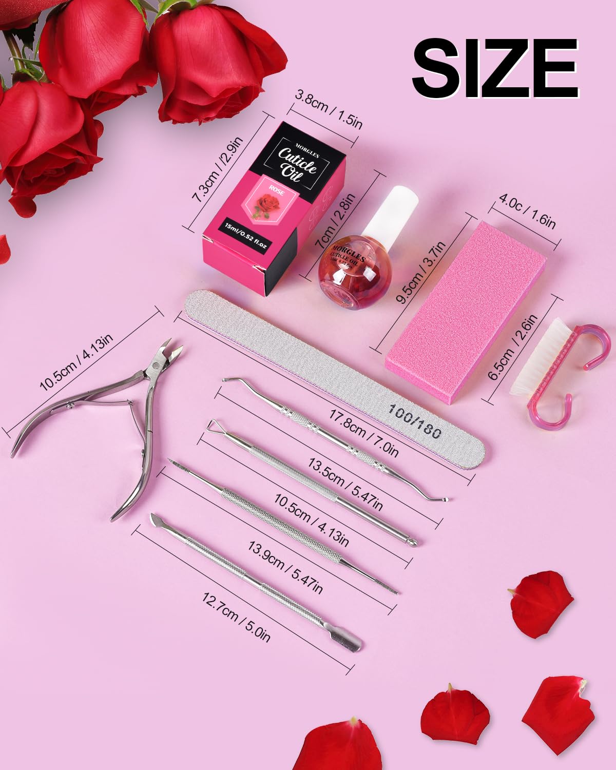 MORGLES Cuticle Remover Kit toenail file for gentle maintenance.