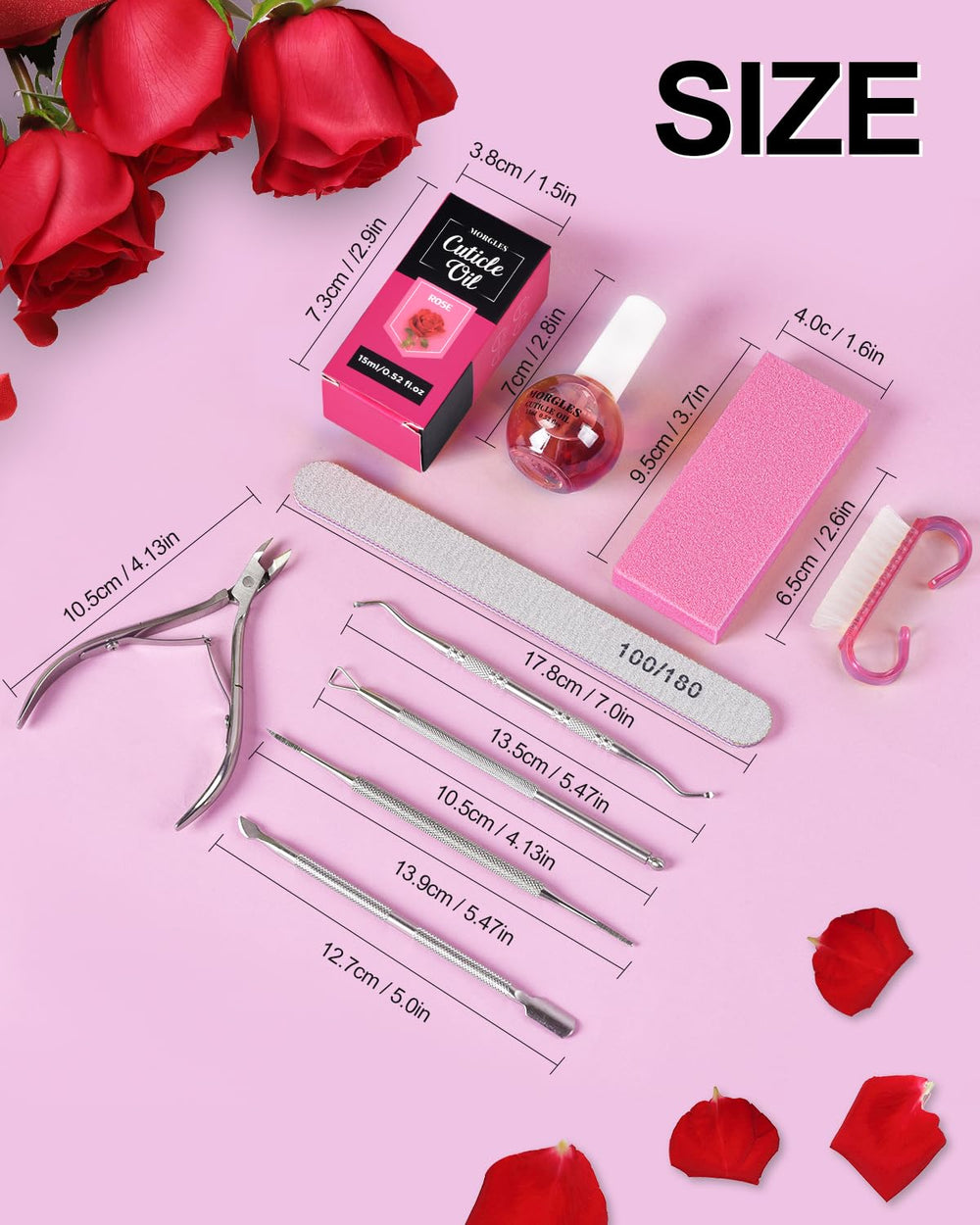 MORGLES Cuticle Remover Kit toenail file for gentle maintenance.