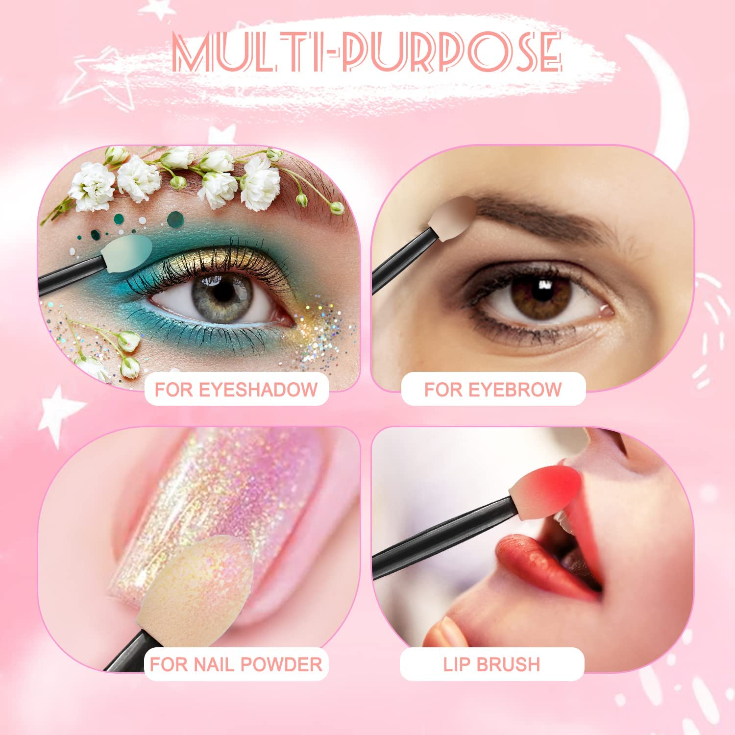 MORGLES eyeshadow application with the applicator showing precise color placement