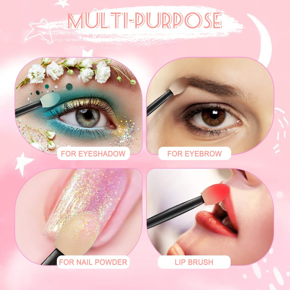MORGLES eyeshadow application with the applicator showing precise color placement