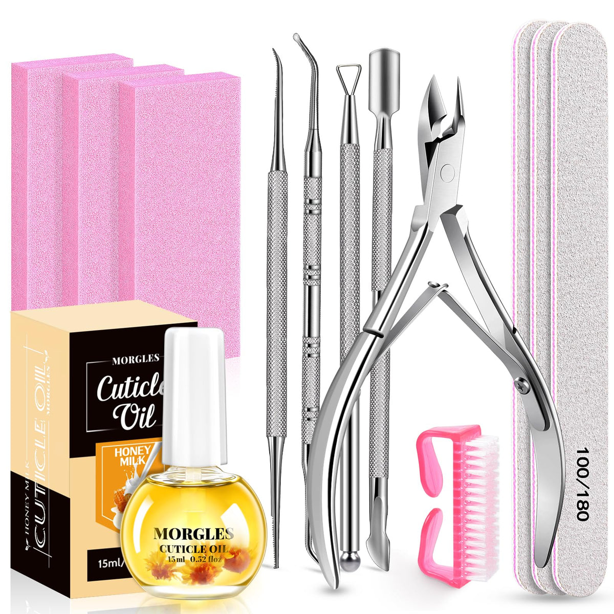 MORGLES Nail File and Buffer Kit full set for at-home manicure.