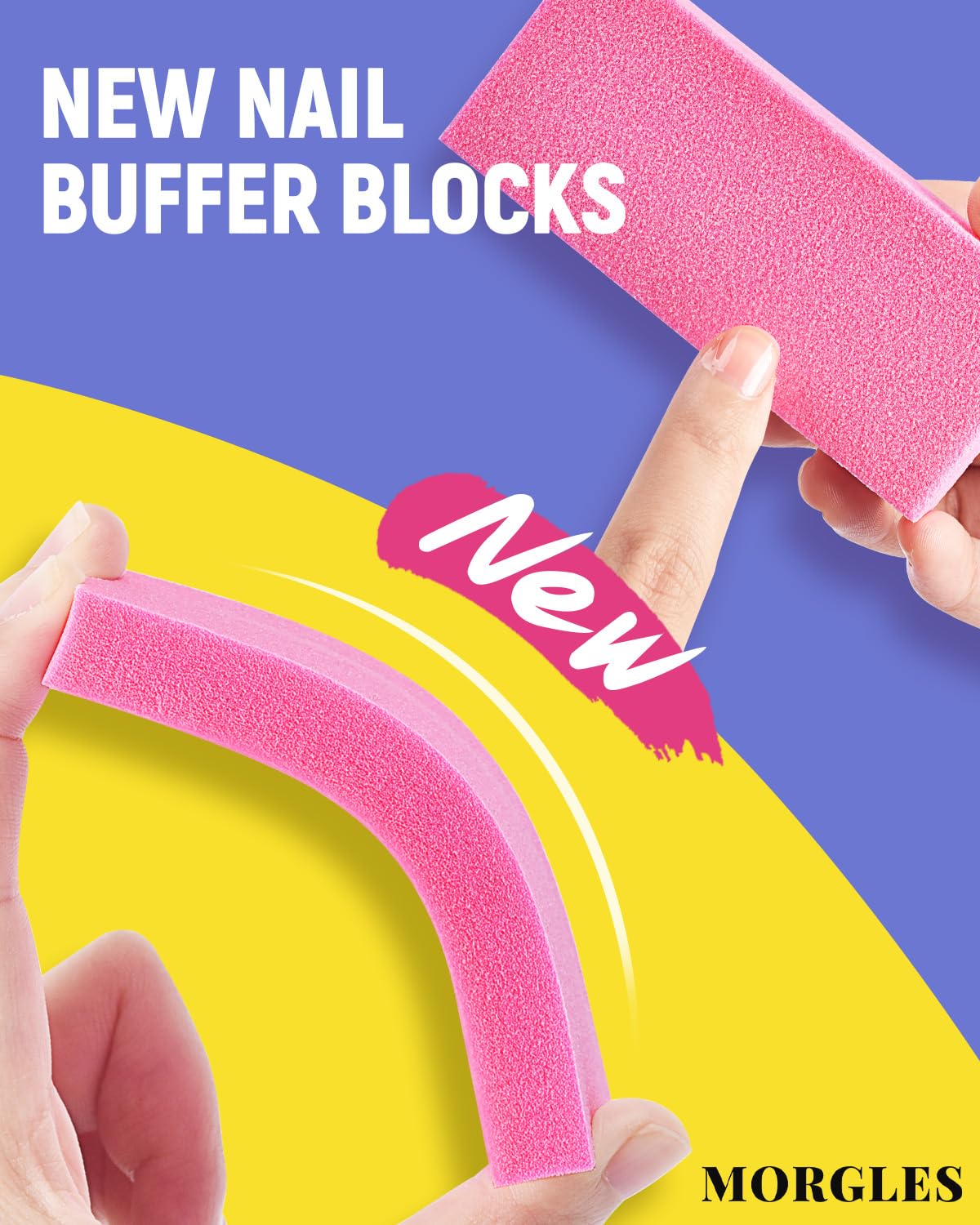 MORGLES Rectangular Nail Buffer Blocks delivering smooth shine.