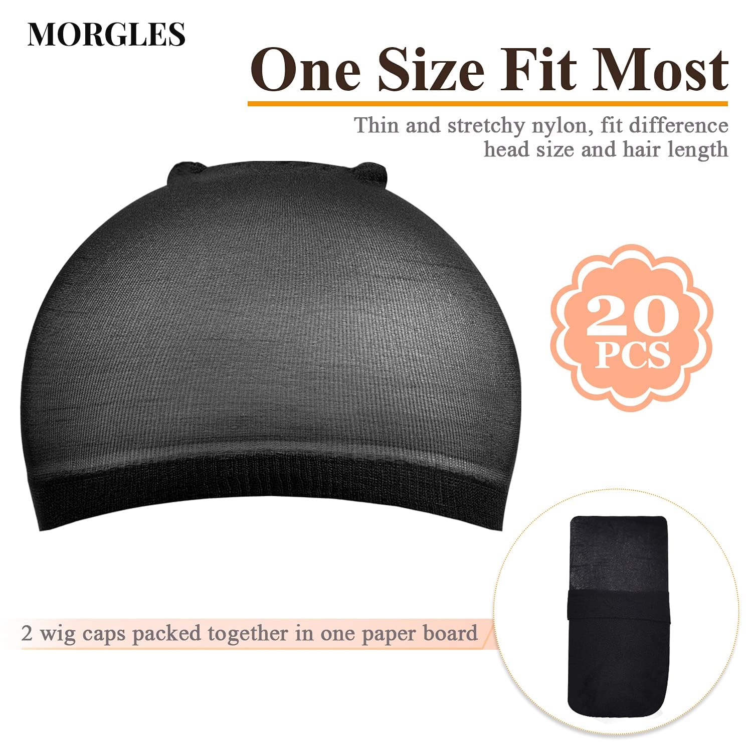 MORGLES stretchy nylon wig cap providing breathable comfort all day