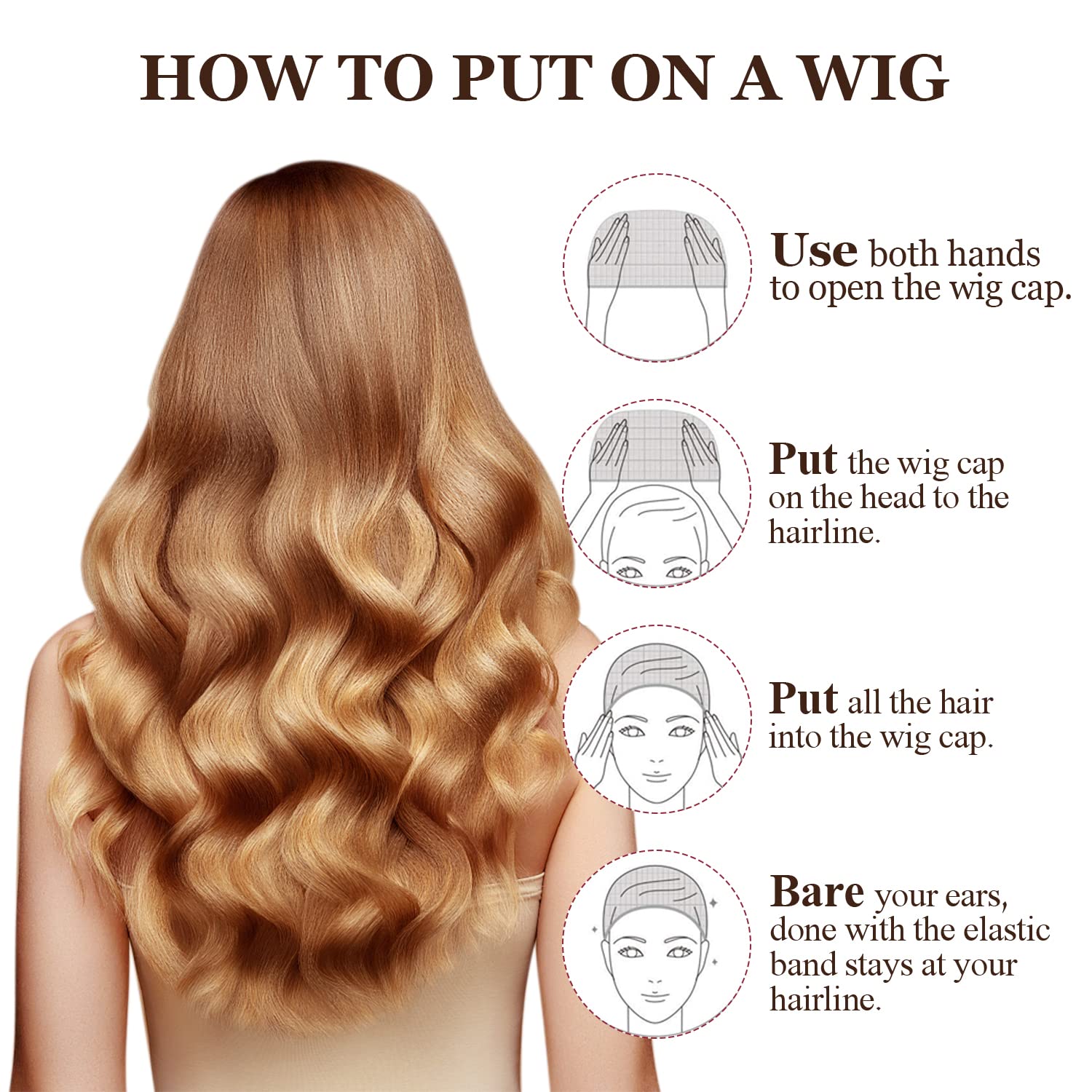 MORGLES black wig cap supports character looks for Halloween transformations.