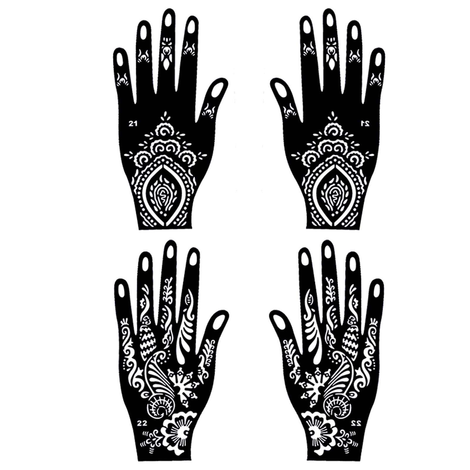 Moricher plantillas de manos para henna, facilitan diseños creativos en casa.
