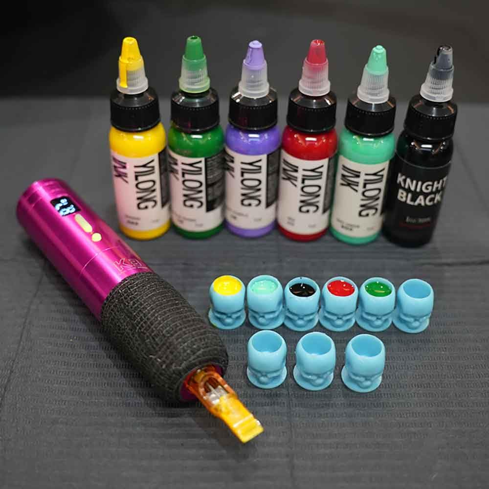 Moricher tazas tinta tatuaje-base-ergonomica: base que mantiene las tintas seguras.