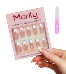 Morily long coffin nails with a durable glossy acrylic finish.