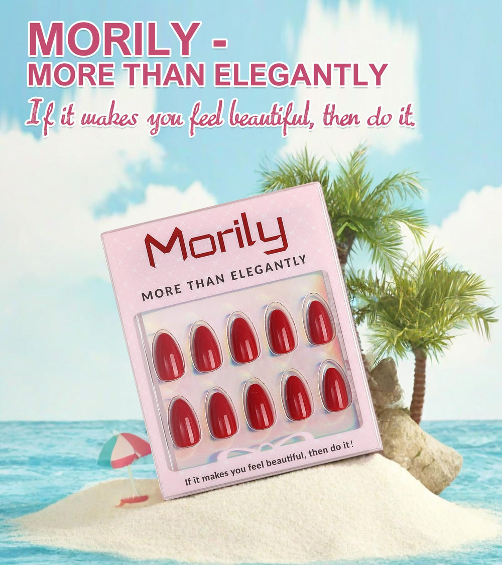 Morily almond nails on fingers for quick DIY manicure