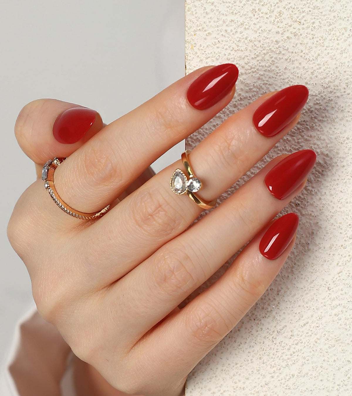 Morily red press on nails almond gloss for stylish everyday looks