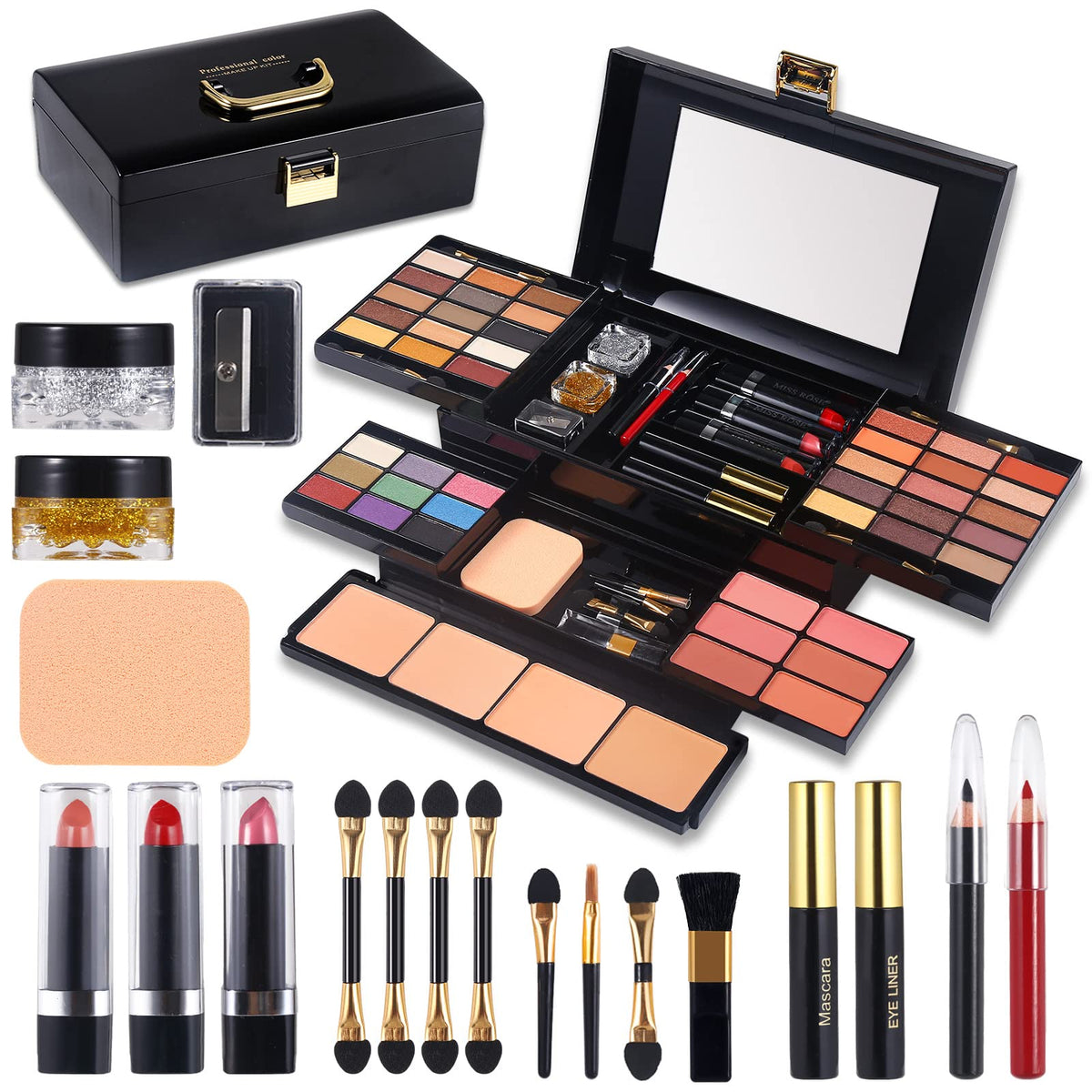 MORNECA professional makeup kit with built-in mirror for quick on-the-go touch-ups.