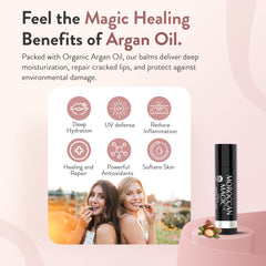 Moroccan Magic Lip Balm application shows silky texture for dry lips