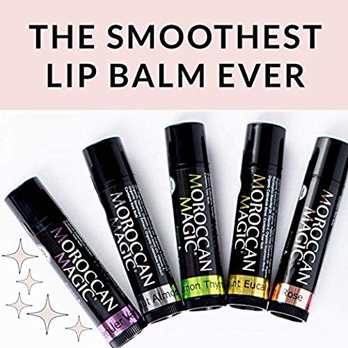 Moroccan Magic lip balm on dry lips demonstrating hydration