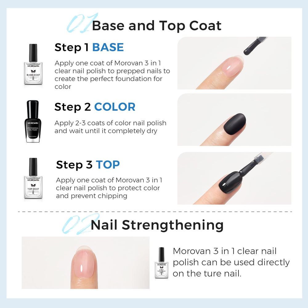 Morovan Base Coat adds natural shine for a chip-resistant look