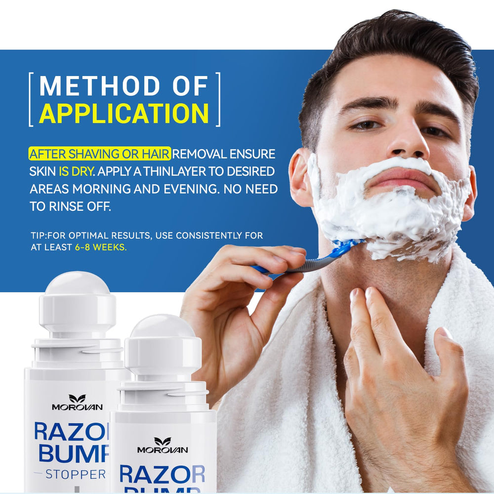 Morovan bikini-area application demonstrates versatile post-shave care.