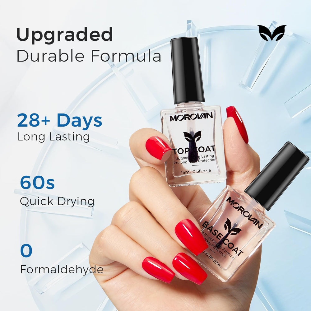 Morovan base durabilidad 28 días protege uñas y color.